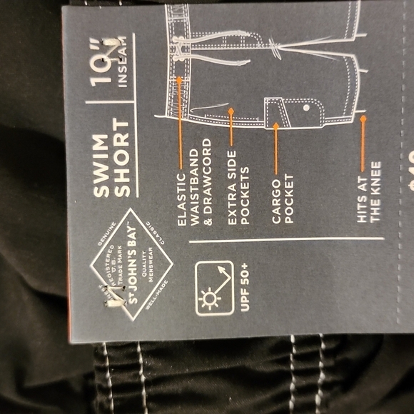 St johns bay mens big tall swim trunks black new 3XL 4XL 5x 6x new - Picture 3 of 3